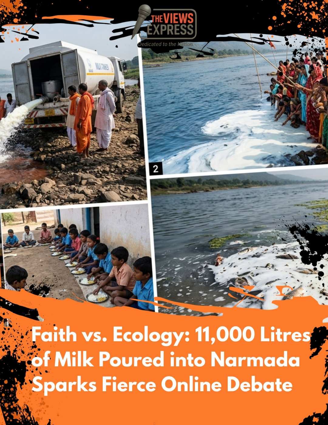 Faith vs. Ecology: 11,000 Litres of Milk Poured into Narmada Sparks Fierce Online Debate